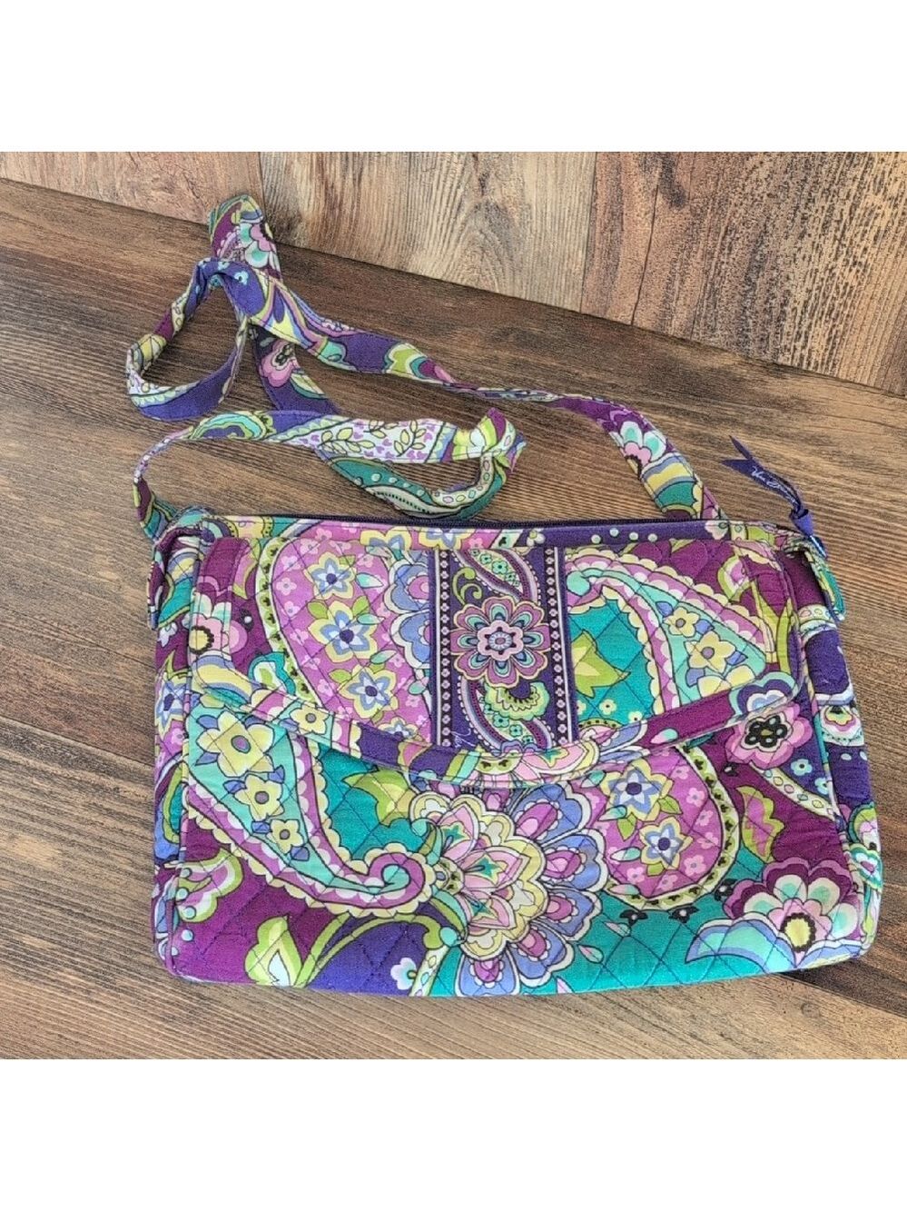 Vibrant Floral Quilted Tablet Crossbody Bag 10" x 13" x 1.5" M227